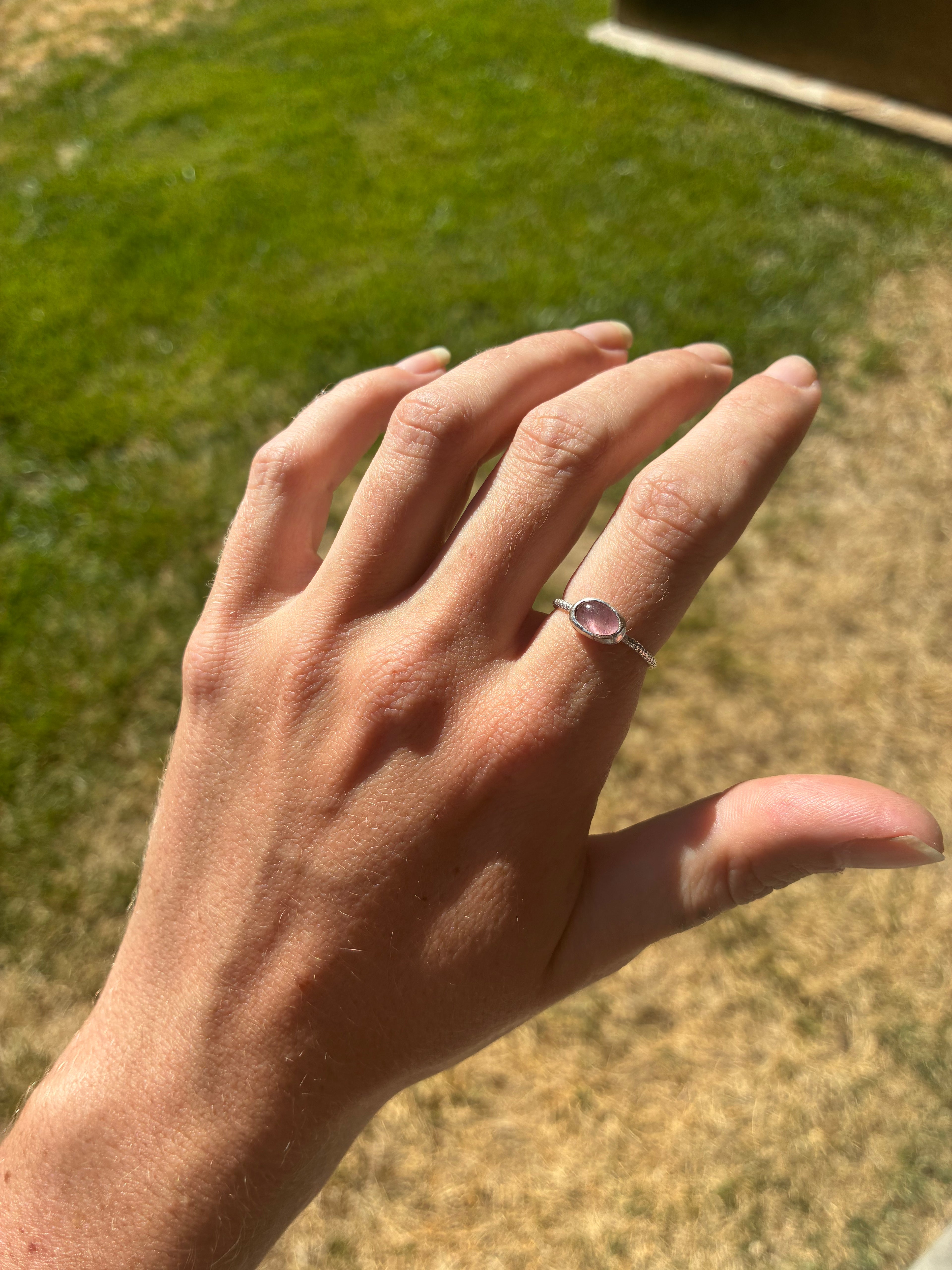 Light Pink Tourmaline Stacker Ring