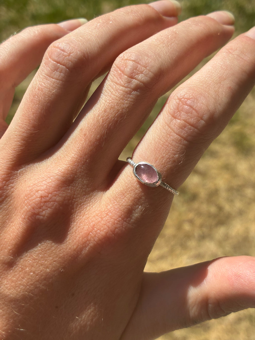 Light Pink Tourmaline Stacker Ring