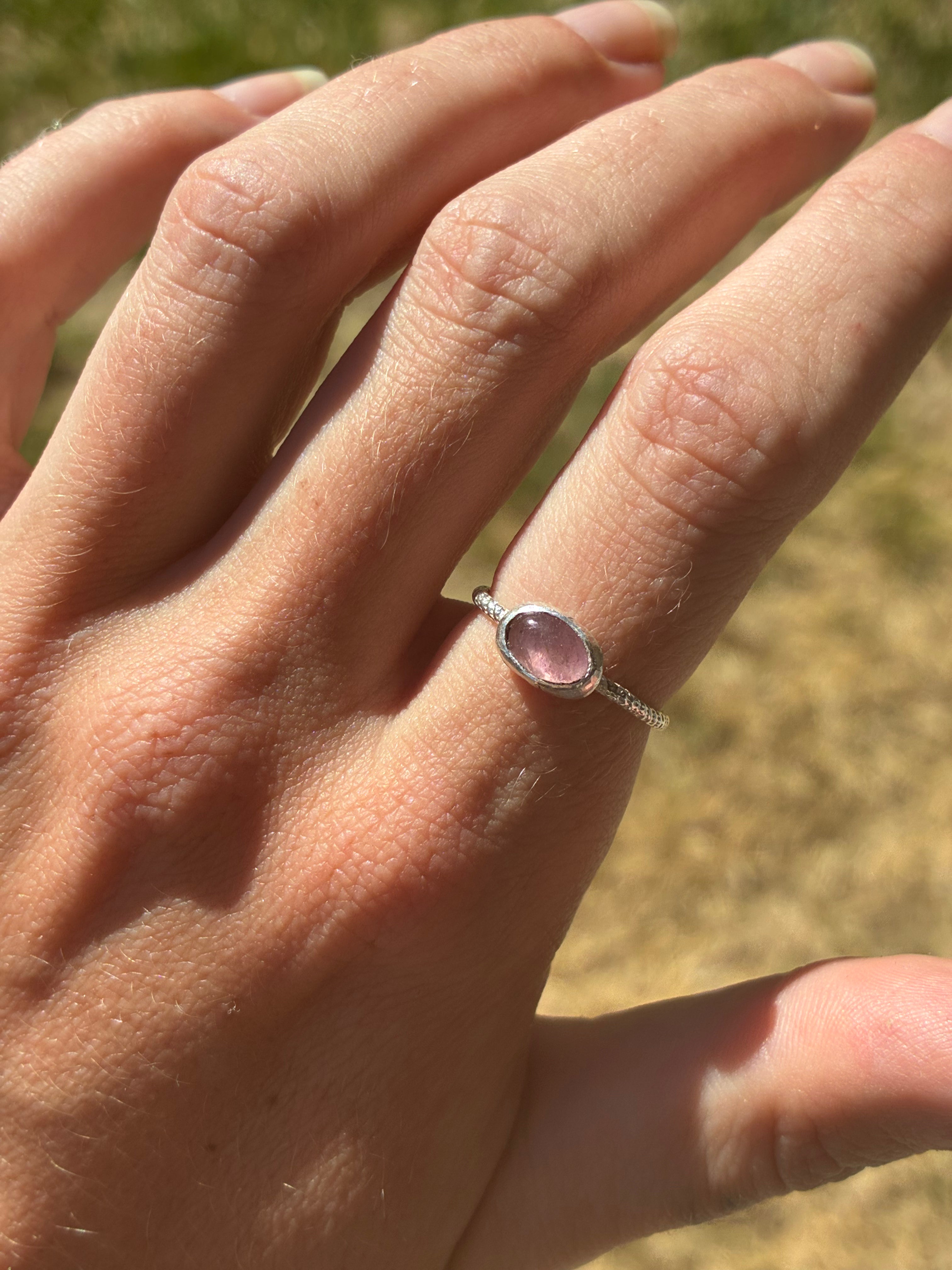 Light Pink Tourmaline Stacker Ring