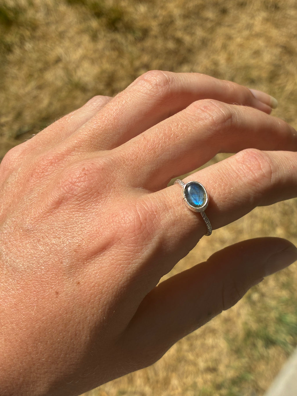 Labarodorite Ring (Dark Blue)