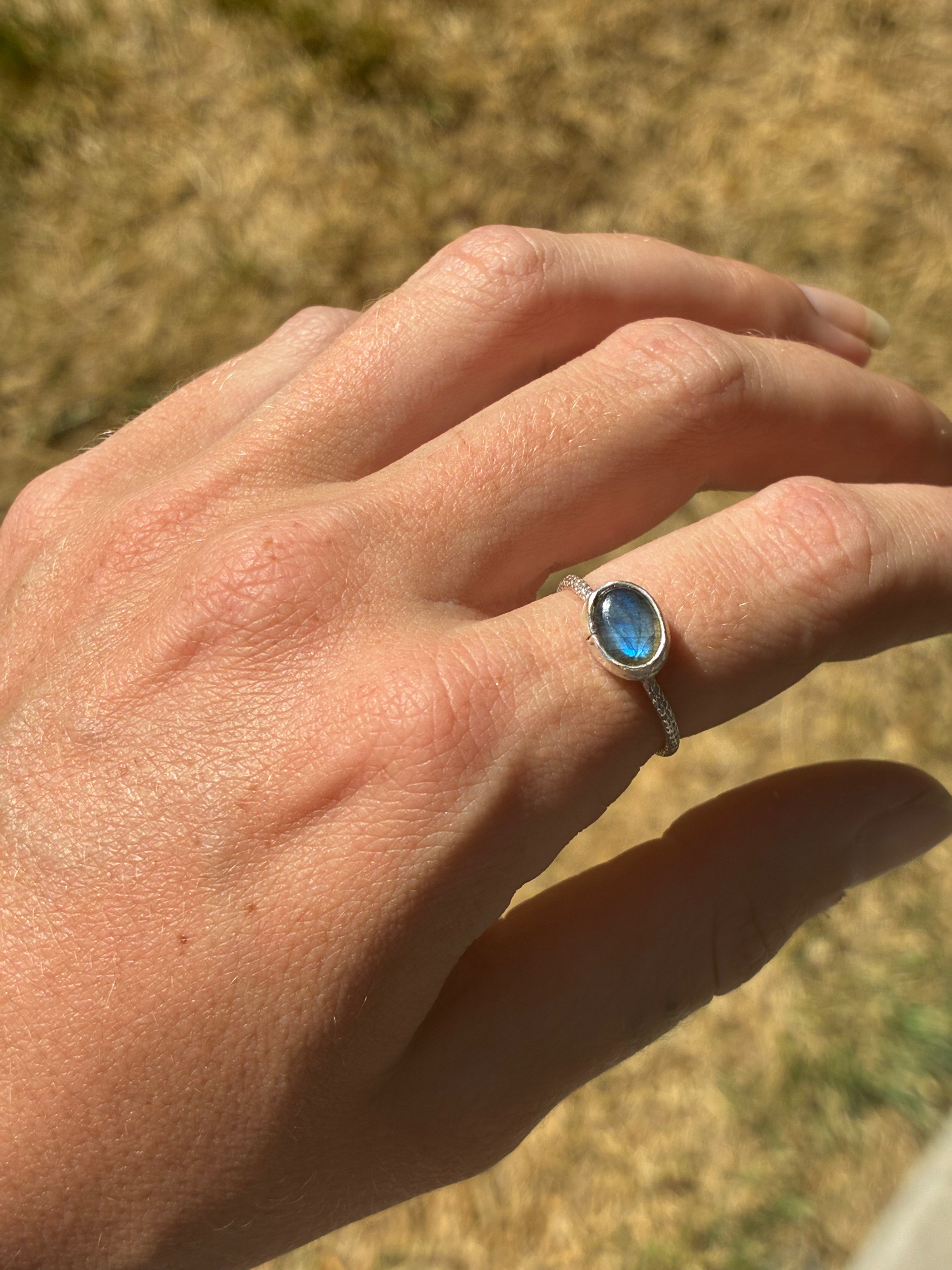 Labarodorite Ring (Dark Blue)