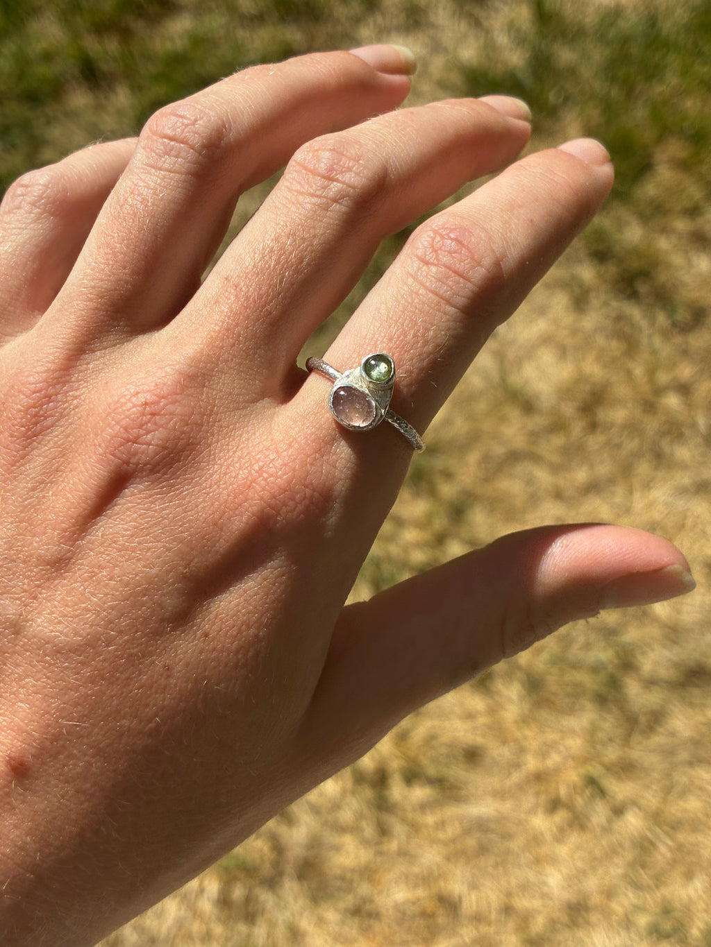 Pink + Green Tourmaline Ring