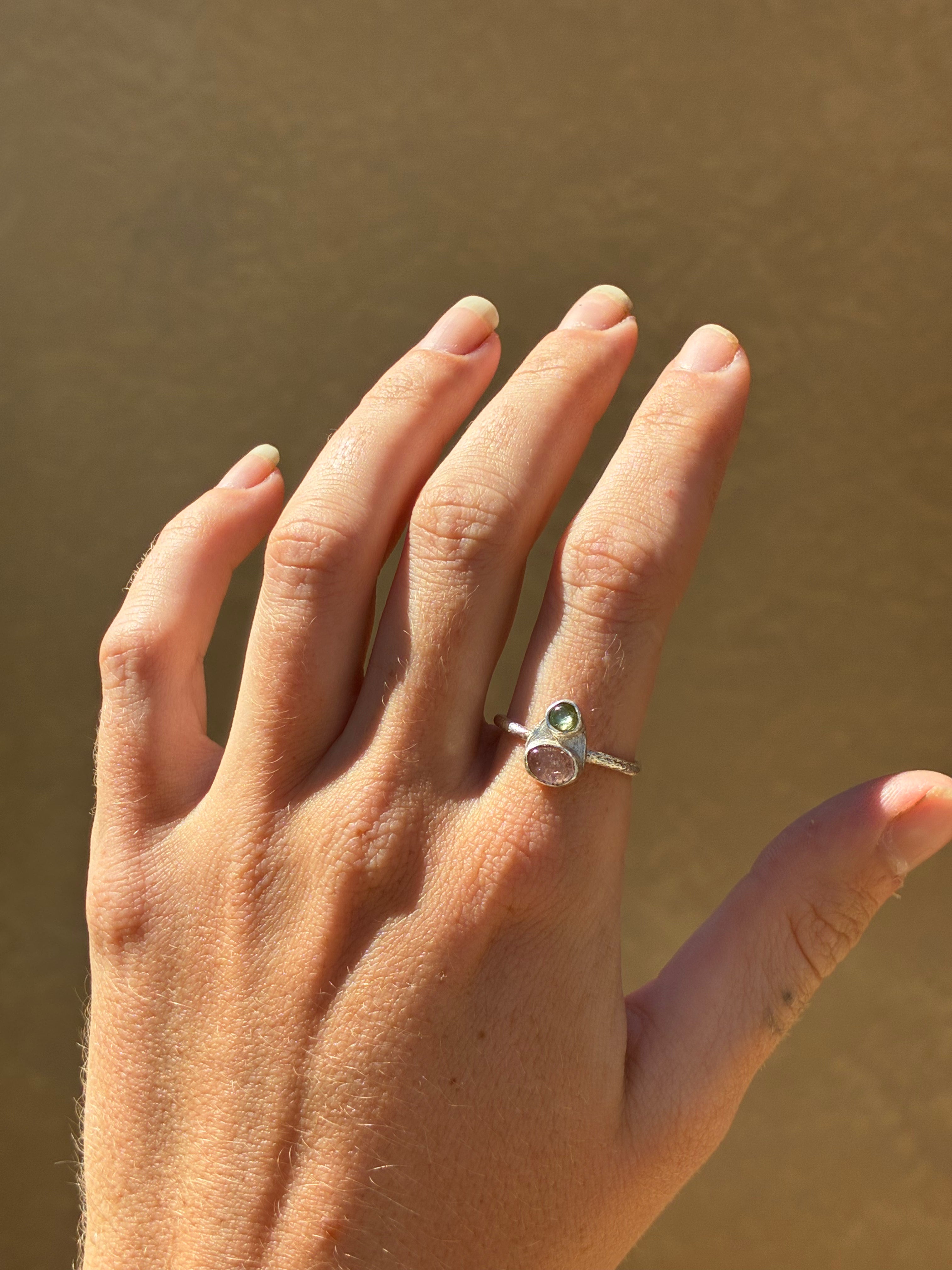 Pink + Green Tourmaline Ring