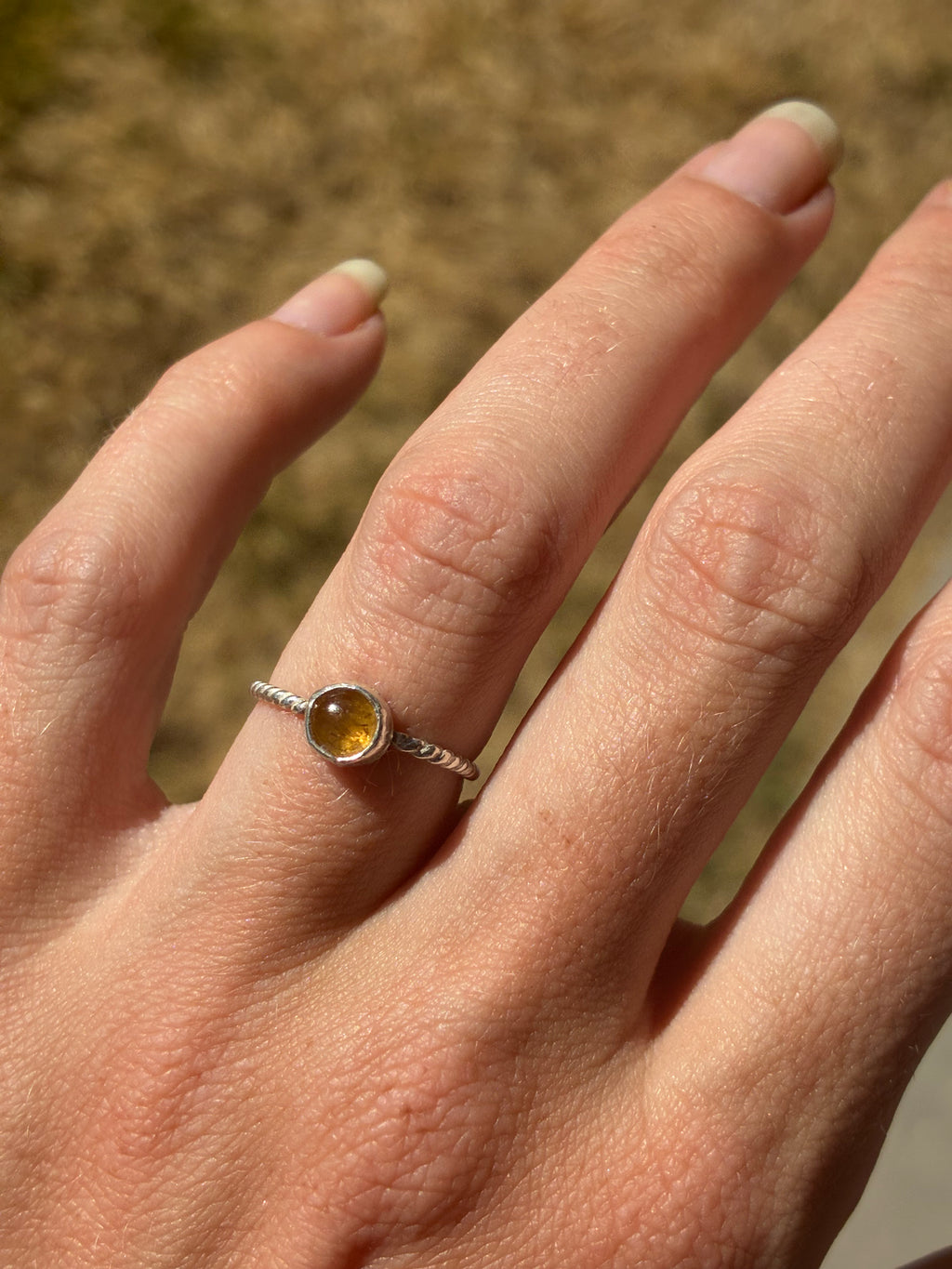 Yellow Tourmaline Stacker Ring