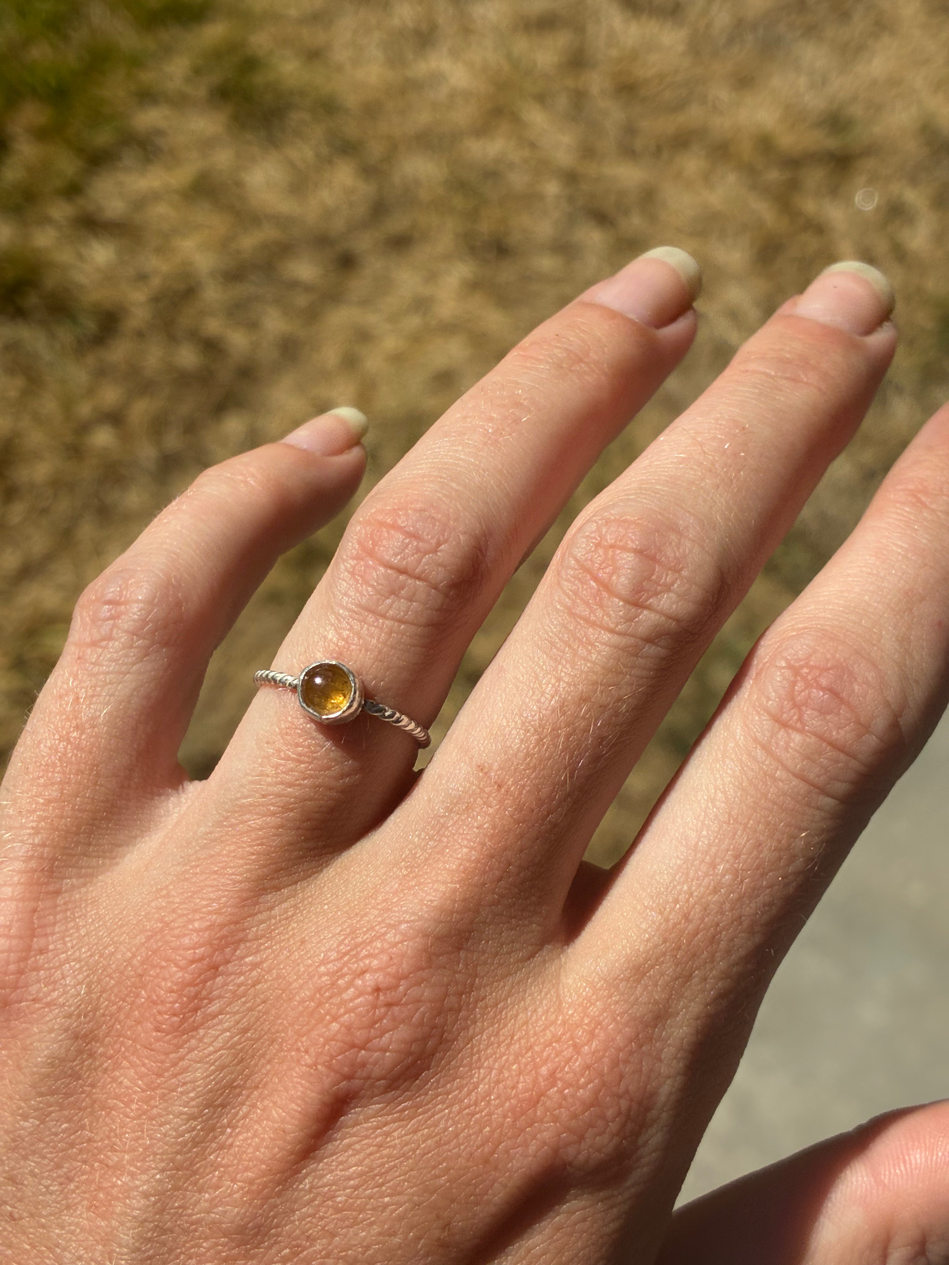 Yellow Tourmaline Stacker Ring