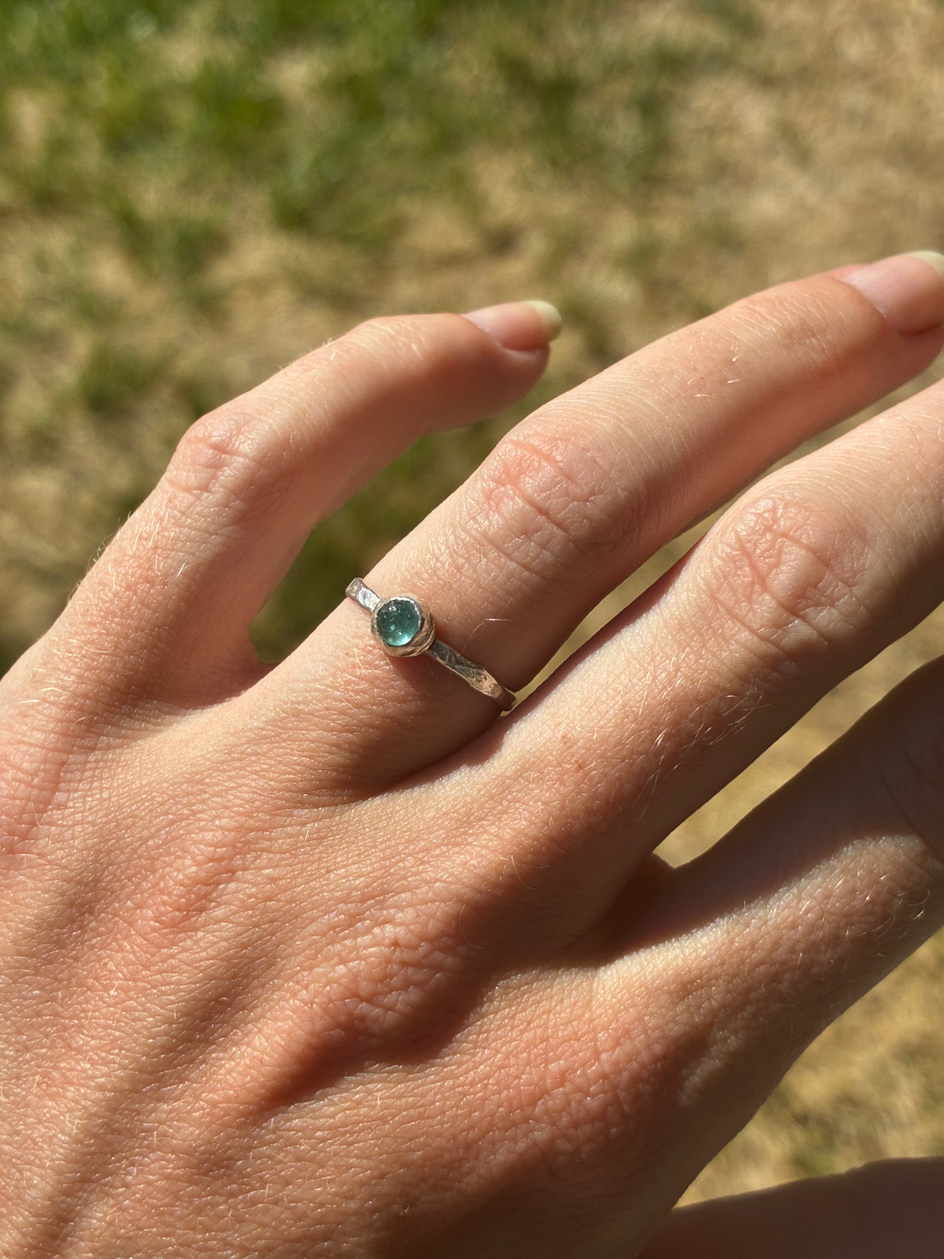Teal Tourmaline Stacker Ring