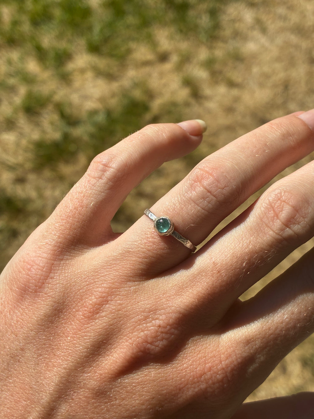 Teal Tourmaline Stacker Ring