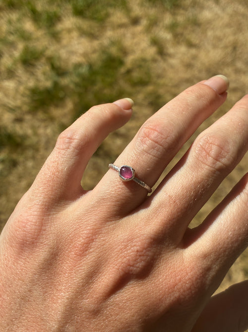 Hot Pink Tourmaline Stacker Ring