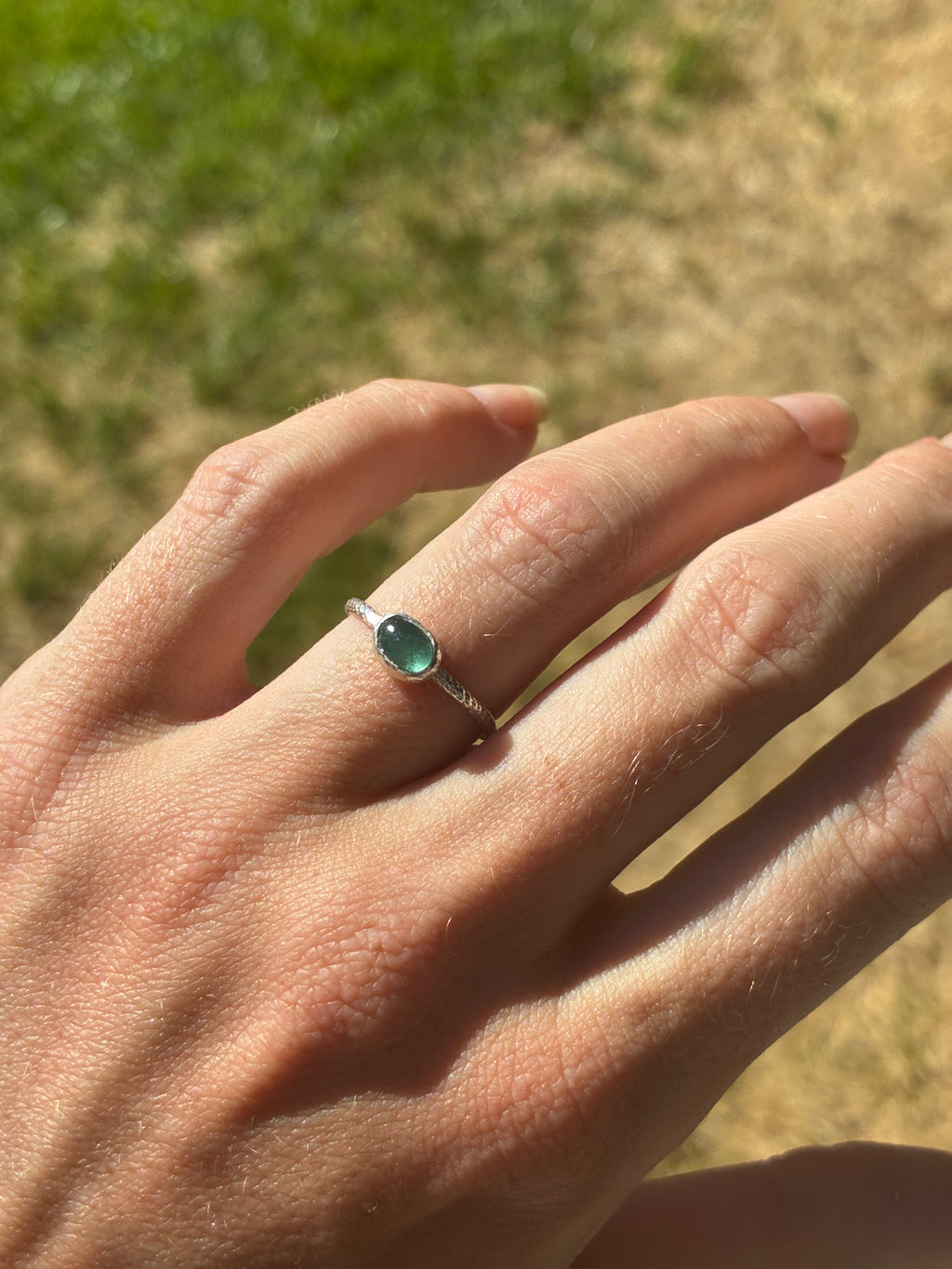 Seafoam Blue Tourmaline Stacker Ring