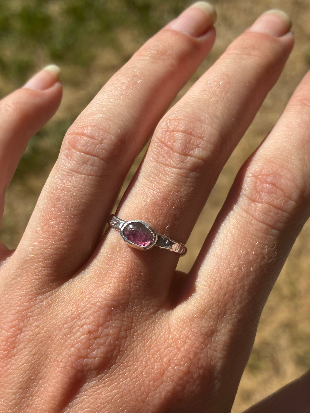 Pink + White Tourmaline Stacker Ring