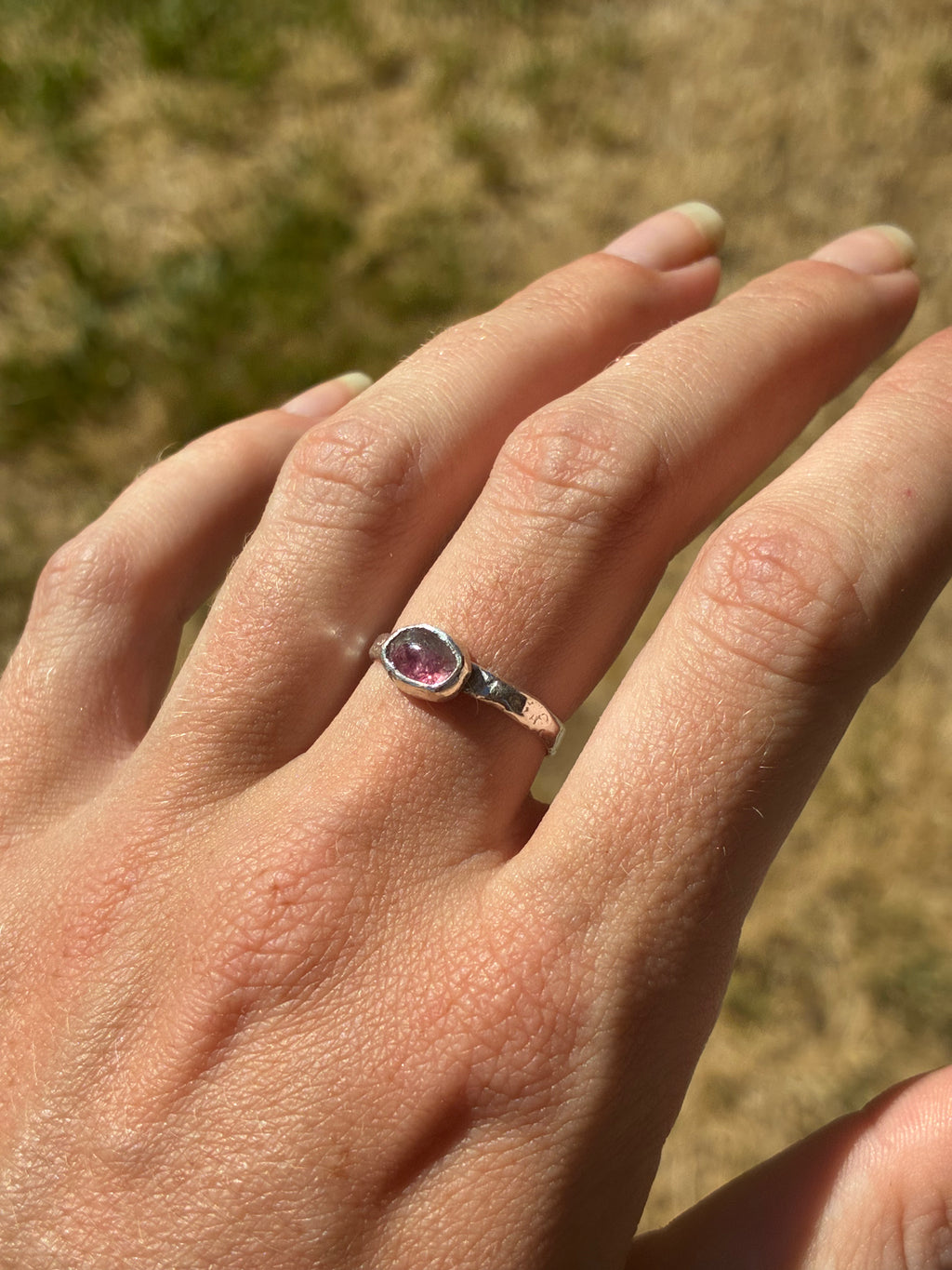 Pink + White Tourmaline Stacker Ring