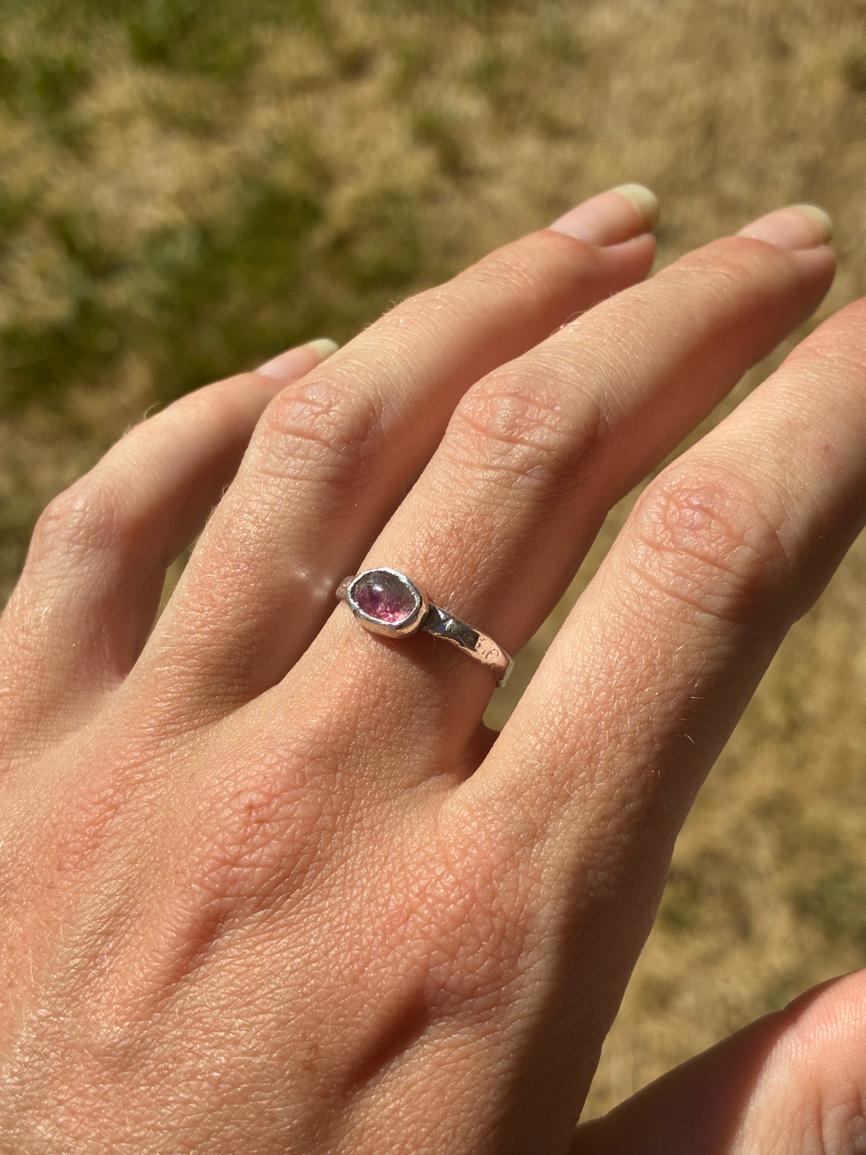 Pink + White Tourmaline Stacker Ring