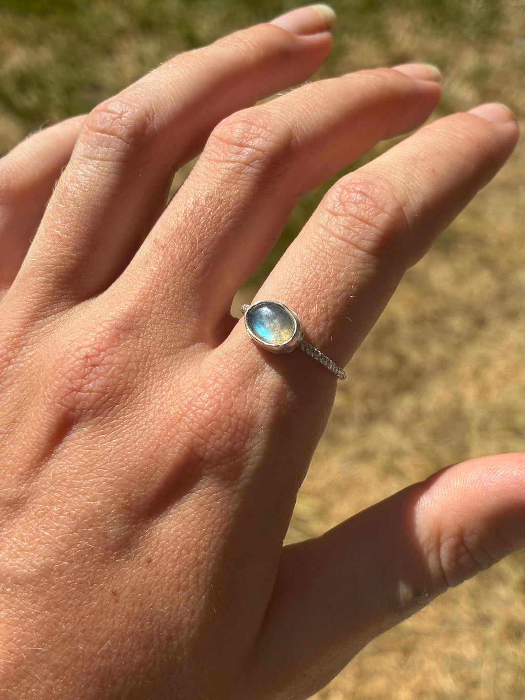 Labarodorite Ring (Light Blue)