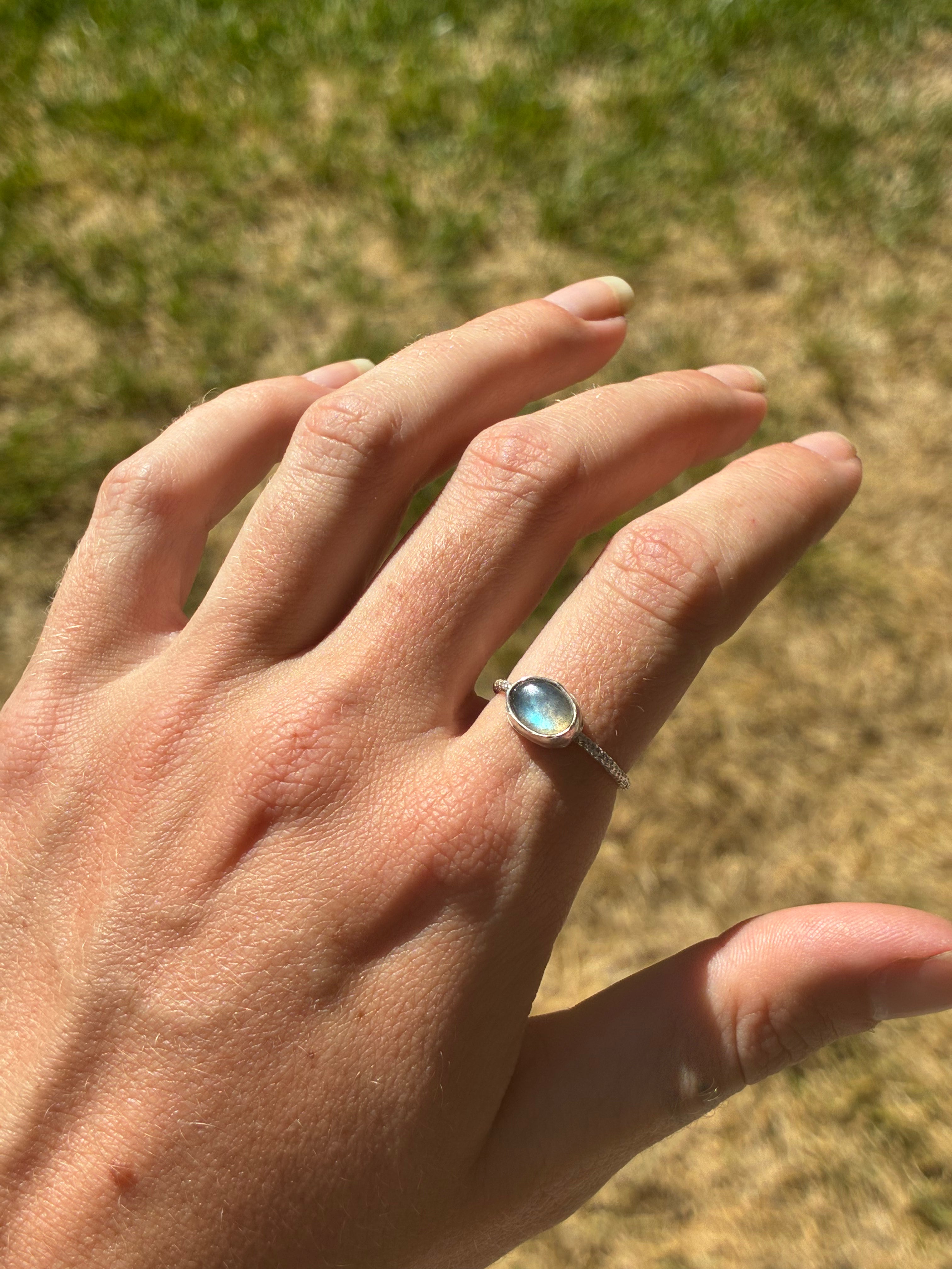 Labarodorite Ring (Light Blue)